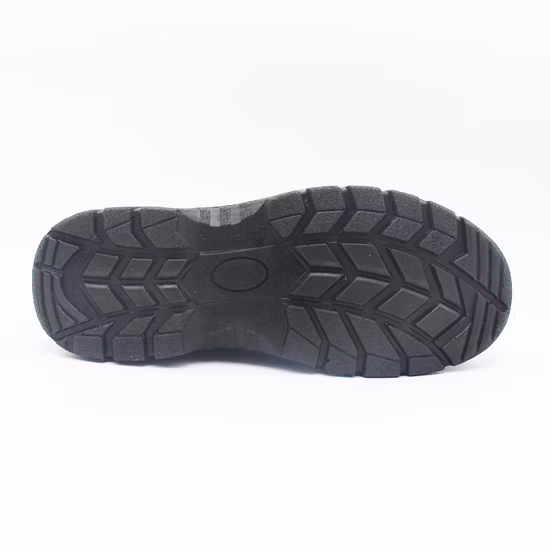 Schwarzes Lederobermaterial, öl- und rutschfeste Sicherheitsschuhe mit Stahlkappe